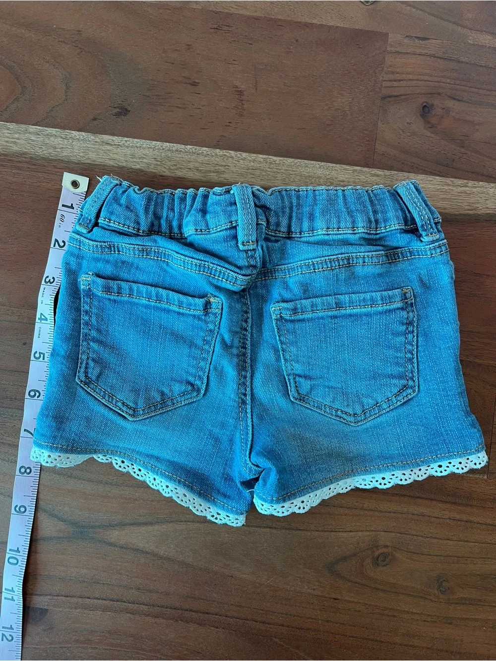 Toddler Girl Eyelet Trim Denim Shorts - Light Wash